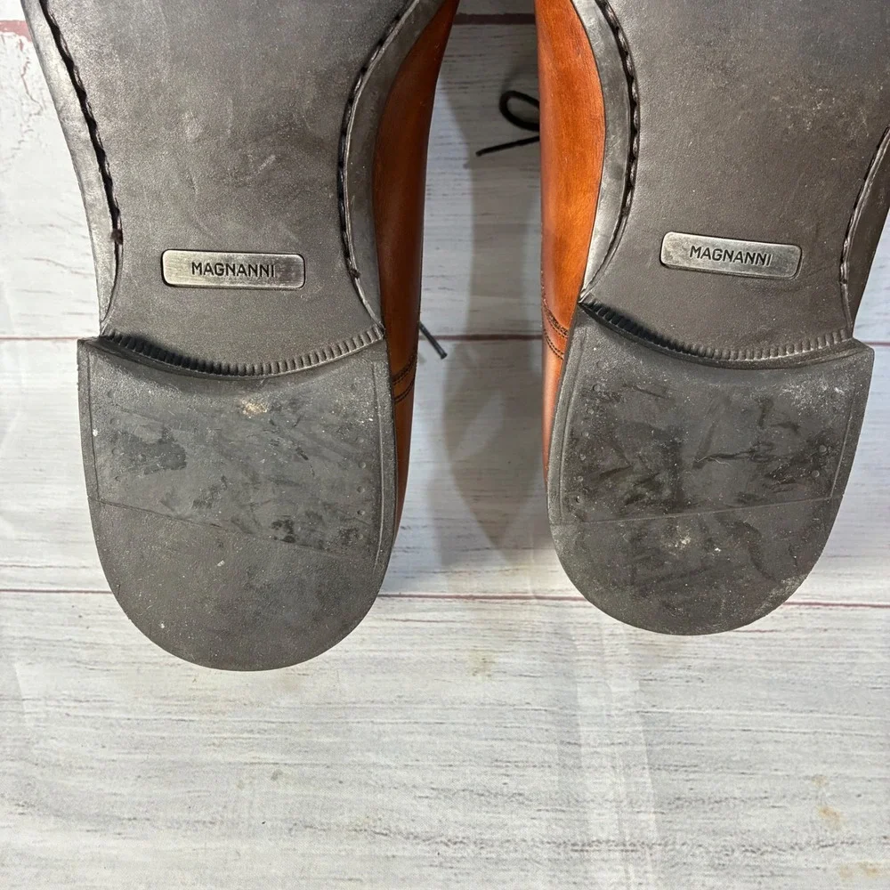 Magnanni Apron Toe Derby‎ Shoes Mens 10 Brown Leather Spain